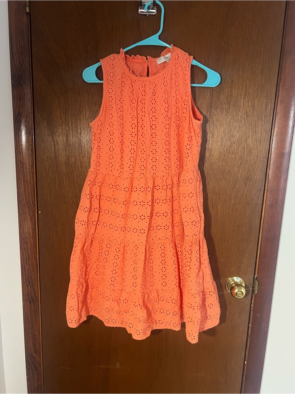 Loft Orange Eyelet Tiered Dress